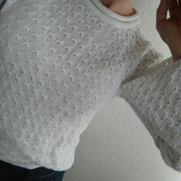 Vintage Sweaters - Vintage Hand Crocheted Bell Sleeve Sweater